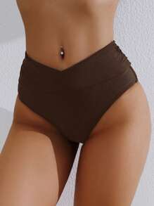 Swim Basics Quần bơi tối giản màu trơn cho nữ - Cà phê nâu - Xem 1