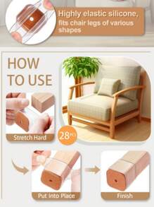 4/8/16/24件方形椅腿地板保护垫、硬木地板家具垫、椅腿家具滑块、椅子矩形地板保护垫、硅胶椅腿盖，有效保护地板和桌腿 - 棕色 - 查看 8
