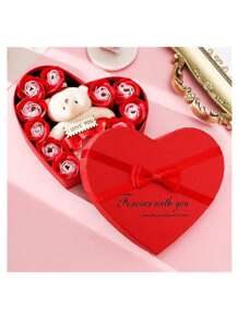 10 件玫瑰香皂花心形礼盒，创意生日/婚礼派对礼物 - 彩色 - 查看 6