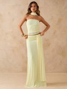 SHEIN BAE Women Two Pieces Outfits For Daily Wear,Valentine's Day,Valentine Outfits For Women - Yellow - View 5