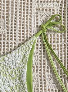 Swim Mod Textured Twist Side Swim Bottoms, Beach Summer Spring Break - Green - View 3