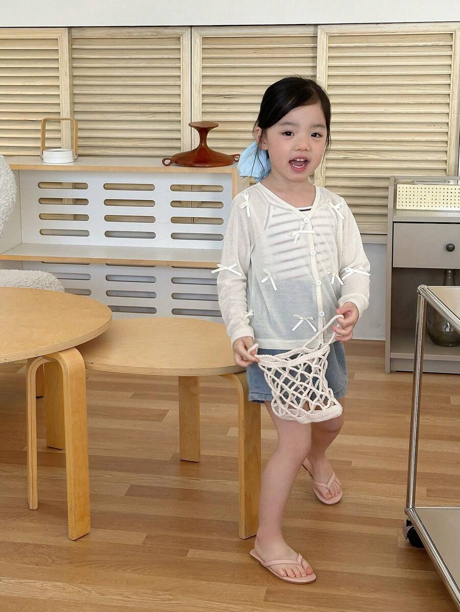 Dazy Kids Young Girls Casual Bowknot Stylish Cardigan, Summer - Yellow - View 1