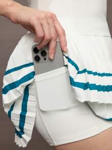 Activina Activina Vestito sportivo da donna senza maniche con righe a contrasto e orlo plissettato