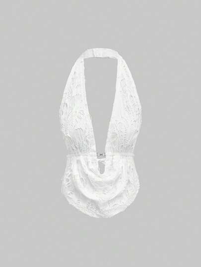 Fairycore Women's Retro Y2K Subculture Sexy Draped Neck Textured Fabric Backless Camisole