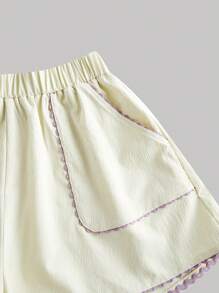 SHEIN MOD Pantalones cortos informales con cinta delantera y bolsillos - Blanco - Ver 3