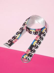 THE POWERPUFF GIRLS X SHEIN 炫酷条纹和波尔卡圆点花朵、泡泡、毛茛图案腰带