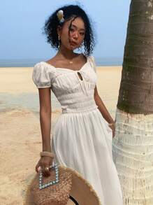 DAZY Women Off-The-Shoulder A-Line Midi Dress Y2k - White - View 6