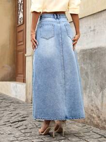 EMERY ROSE Women's Fashionable Denim Mini Skirt, Suitable For Summer - Blue - View 2