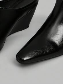 Ontre Women's Elegant Commuter & Daily Wear Wedge & Platform Slide Sandals For Christmas - Black - View 3