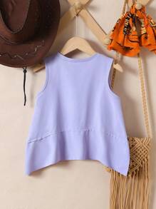 Tween-Mädchen Neuheiten Frühjahr & Sommer 2025, lässiges, bequemes Tanktop mit asymmetrischem Saum in Dunkelgrau, geeignet für den Alltag, Outdoor-Aktivitäten und Familienurlaube - Mauve - Übersicht 2