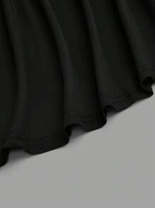 Rometta Women's Plus Size Simple Cross Wrap V-Neck Contrast Color Stitching Solid Color Hem Midi Dress Vacation Summer Women Outfit Spring Dress Elegant Formal Women Dresses Evening Dress Wedding Women Dress Easter Women Dress Graduation Dress Wedding Guest - Black and White - View 6