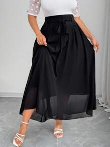 SHEIN Privé Váy xòe bồng bềnh màu đen bí ẩn cỡ lớn cho nữ, thích hợp mặc đi biển, đi làm hoặc thường ngày, mùa hè - màu đen - Xem 1