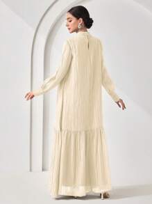 Veilorie Robe couleur unie élégante à col montant pour femme - Nude - Voir 7