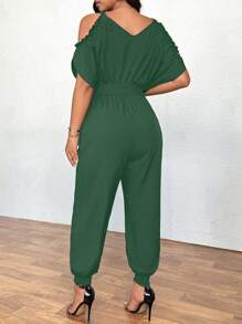 Celure Women's Loose Casual Jumpsuit For Summer - Dark Green - View 2