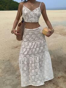 DAZY 女士两件套日常穿搭 Y2K、沙滩装 - 白色 - 查看 1