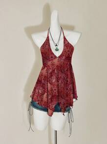 Attitoon Red Paisley Casual & Simple Women Vest, Suitable For Summer