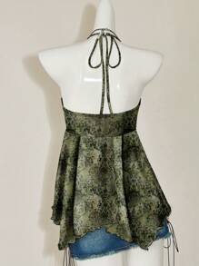 SHEIN ICON 休闲优雅性感绿色佩斯利印花女式背心，适合夏季海滩度假