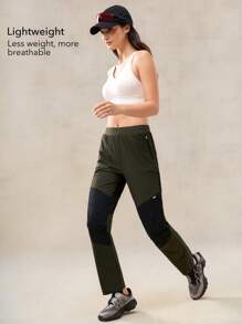 OutZeal Pantalones de verano para mujer de ajuste ceñido, con bloqueo de color, ligeros, de secado rápido y con efecto refrigerante, con bolsillos con cremallera