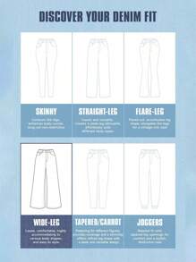 SHEIN Explorewe 年轻女孩简约碎花后口袋紧身喇叭牛仔裤 - 淺色水洗藍 - 查看 8