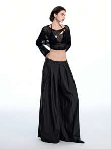 LYSMO 2025 New Arrival Spring-Summer Gender-Neutral Asymmetric Back Panel Ultra Wide-Leg Loose Pleated Suit Pants, Fashion-Forward, Perfect For Office And Casual Wear.