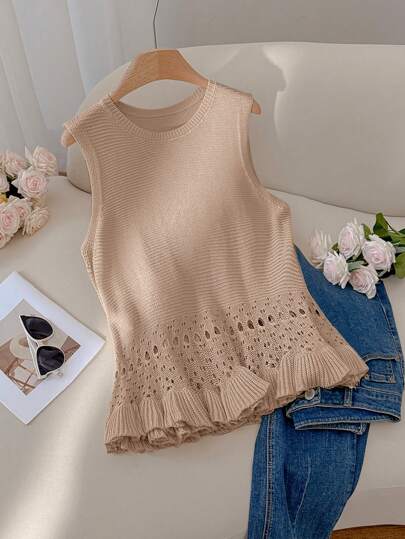 CosyJoli 大码女式时尚休闲优雅度假杏色经典演唱会夏季沙滩装海滩商务 Y2K 毛衣背心