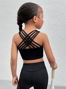 SHEIN Tânără, de culoare solidă, tricot decupat, maiou sport