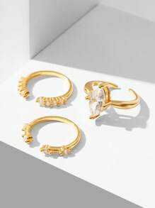 MOTF PREMIUM 3-IN-1 STACKABLE FINGER RING WITH SPARKLING CZ STONES AND SLIT DESIGN - Yellow Gold - View 5