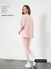 GLOWMODE Áo thun cổ tròn tay ngắn Unisex Pima Cotton cỡ lớn thường ngày - Hồng - Xem 2