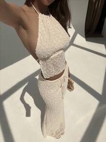 Aloruh Women Two Pieces Outfits For Daily Wear - Apricot - View 2