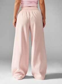 Missguided x Playboy 抽绳羊毛阔腿运动裤，带徽标设计，运动家居服，舒适健身瑜伽裤，冬秋系列，活力生活方式