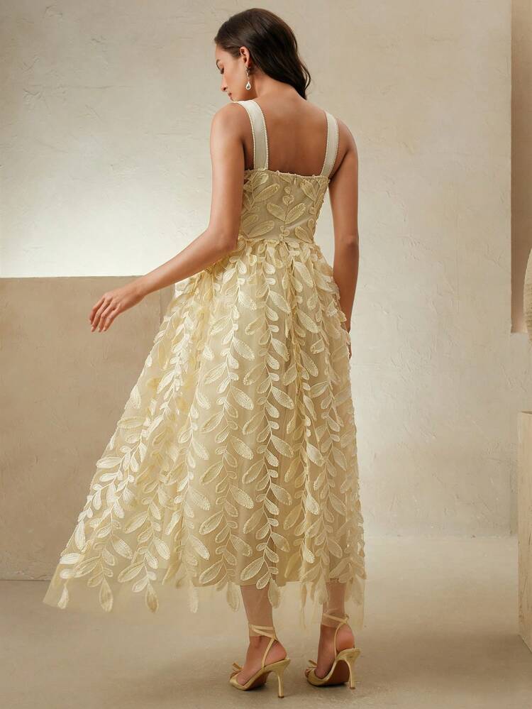 Elegant Urban Feather Mesh Tulle Prom Dress, Spaghetti Strap Long Fluffy Gown For Wedding Guest