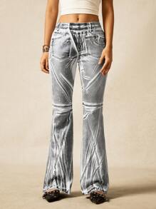 Easelle Casual Bohemian Vintage Graduation 4th Of July Fashionable Y2K Sexy Fit Printing High Waist Women's Jeans, Back To School