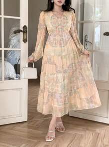 DAZY Retro Elegant Dress For Women, Summer - Pink - View 5