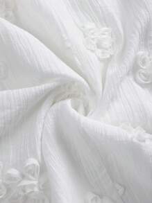 SHEIN Clasi Plus Size Women 3D Floral Decor Sleeveless Round Neck Fashion Blouse - White - View 8