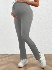 SHEIN Maternity High Waist Split Hem Slim Fit Leggings