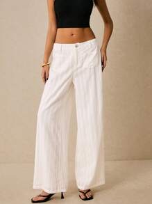 Poéselle Pantaloni casual casual donna a gamba dritta con tasche doppie, a tinta unita e vestibilità morbida