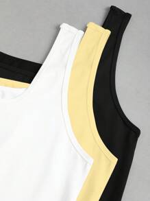 Flirla Plus Size Women's Summer Short Square Neck Pleated Casual Camisole - Multicolor - View 4