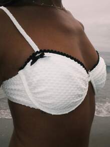 WESTFADE 春夏细肩带撞色边比基尼上衣 - 白色 - 查看 5