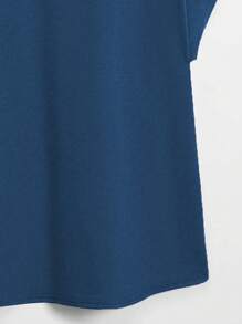Lacomfia Kaos Lengan Kelelawar Polos Kasual Ukuran Besar, Atasan Biru Musim Panas - Dusty Blue - View 3
