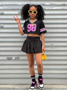 Coolane Kids Tween Girls Fall/Winter Basic Knit Stretchy Comfortable Black Bubble Skirts