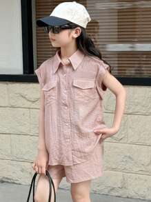 DAZY 秋季女童衬衫套装 - 粉色 - 查看 5