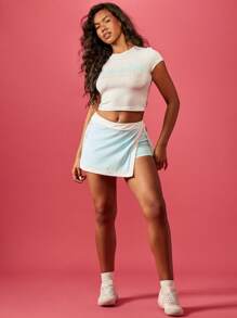Missguided x Playboy Baby Crop T-Shirt, Freizeitshirt, Sommer Mode Lässig Sport Kurzarm, moderner Teenager Stil, bedrucktes Top aus Jersey-Baumwolle - Hellgrau - Übersicht 3