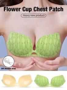 SHEIN 1 pieza Sujetador adhesivo sin costuras y sin espalda para realzar el escote, cinta adhesiva de silicona invisible para levantar el busto, ideal para vestidos de novia y de boda - Multicolor - Ver 1