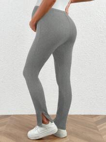 SHEIN Maternity High Waist Split Hem Slim Fit Leggings