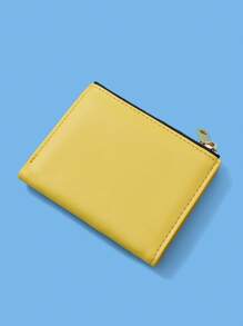 SUPERMAN X SHEIN Fashionable Yellow Geometric Pattern Short Wallet