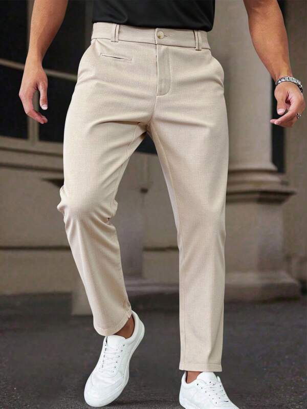 Manfinity Bizformal Pantalon habillé décontracté à rayures tissé pour homme