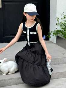DAZY Tween Girls Casual Dress, Autumn,Back To School Clothes - Black - View 1