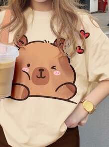 SHEIN Leap Crew 2pcs Tween Girl Casual Simple Short Sleeve T-Shirt And Shorts Set, Suitable For Summer - Multicolor - View 4