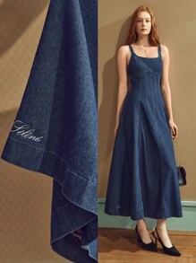 Selenza 女士优雅休闲牛仔连衣裙 - 藍色 - 查看 1