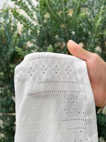 Solflare 白色加大码女式花卉提花长裙 - 白色 - 查看 8